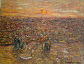 The Artist Adalberto Lütkemeyer, Colhedoras de batatas-óleo-67x85 cm. Price USD 960