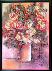 The Artist Maria Koleva, Roses (2010), 40/60 cm., Batik, Price 350 EUR