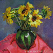 Mr. Simeon Krystev, Sunflowers, 40x40 cm., oil, Price: 300 EUR